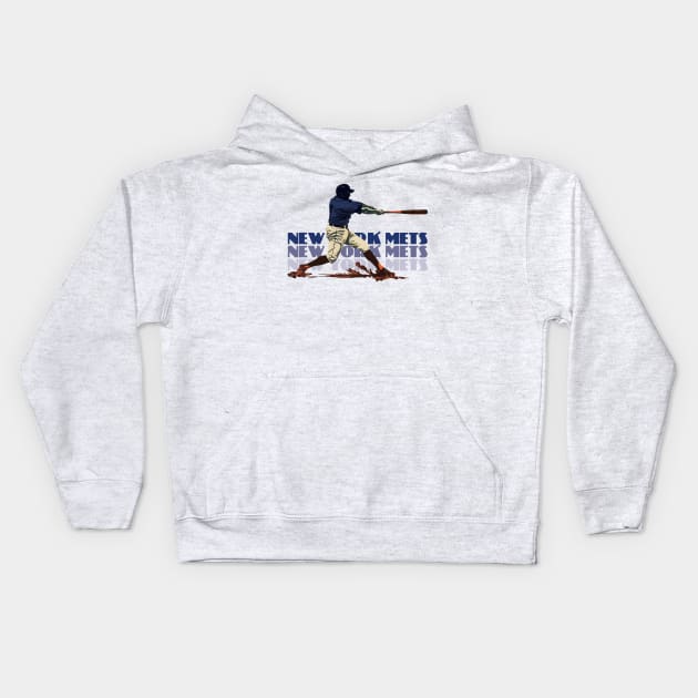 Retro New York Mets Slugger Kids Hoodie by Rad Love